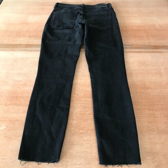 Everlane Skinny Jeans Women 28 Black Mid Rise Raw Hem Stretch Preppy 18005 - Picture 2 of 14